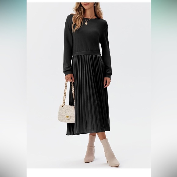 NWT black sweatshirt pleated dress - Picture 4 of 6